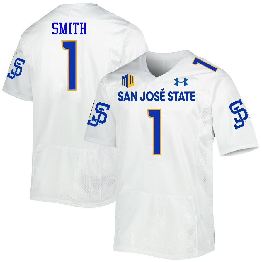 San Jose State Spartans #1 Leland Smith College Football Jerseys,Uniforms-White